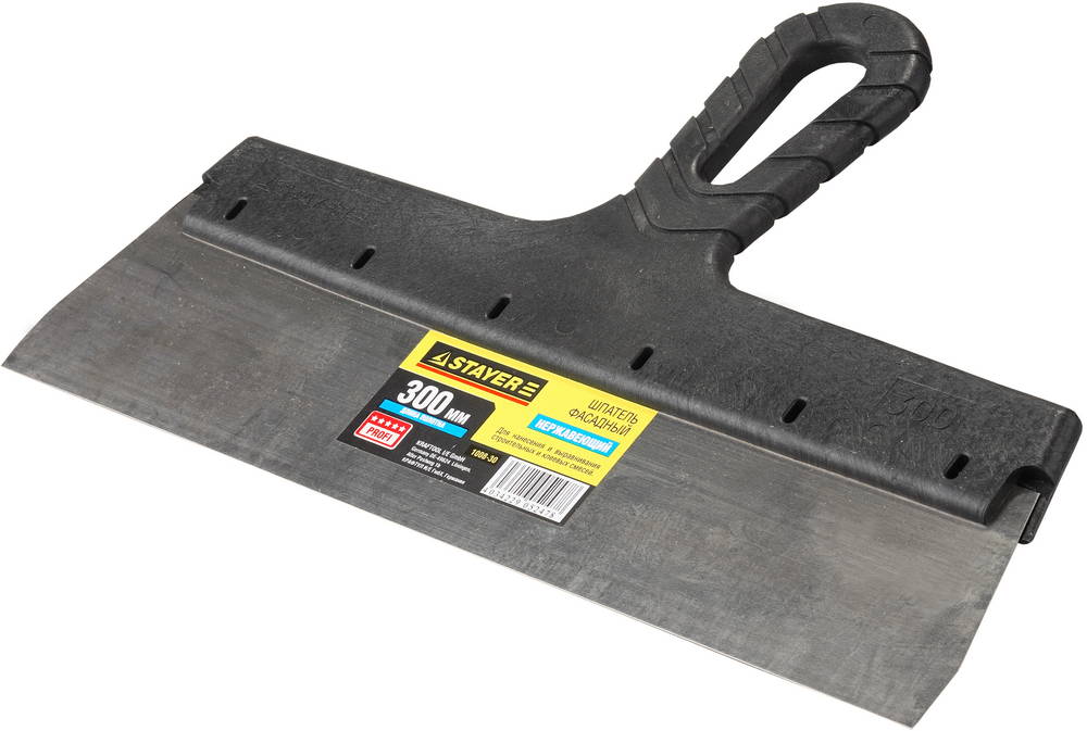 STAYER PROFlat, 300 мм, пластиковая ручка, нержавеющий фасадный шпатель, Professional (1008-30)