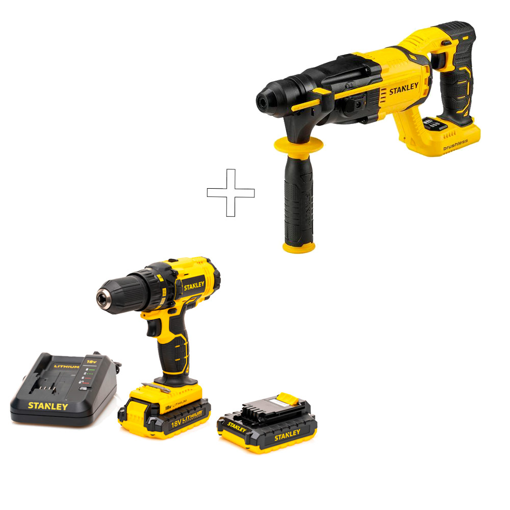Шуруповерт аккумуляторный Stanley SCD20S2K+Перфоратор Stanley SBR20