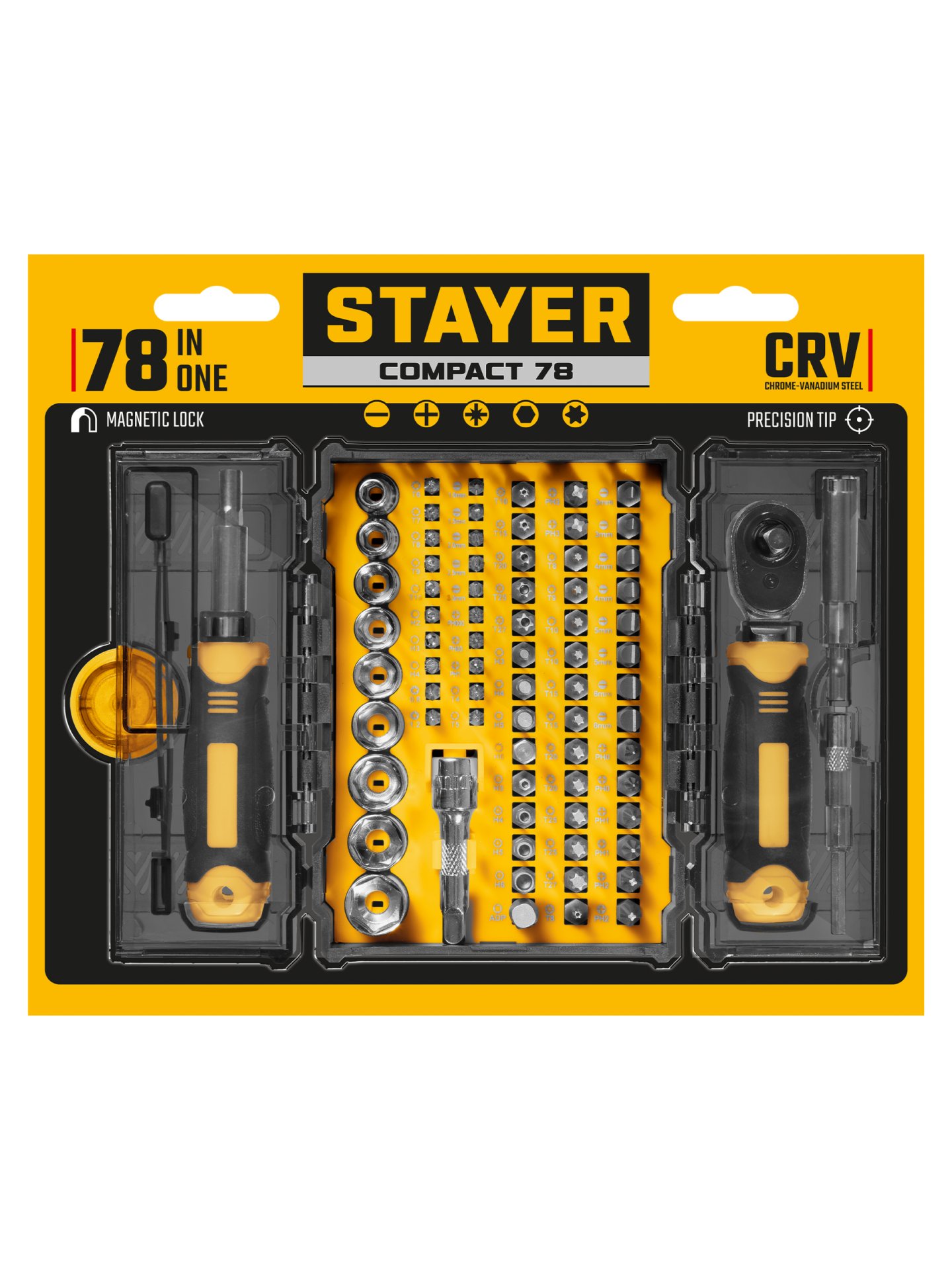 STAYER Compact-78 78 предм., универсальный набор инструмента (25085)