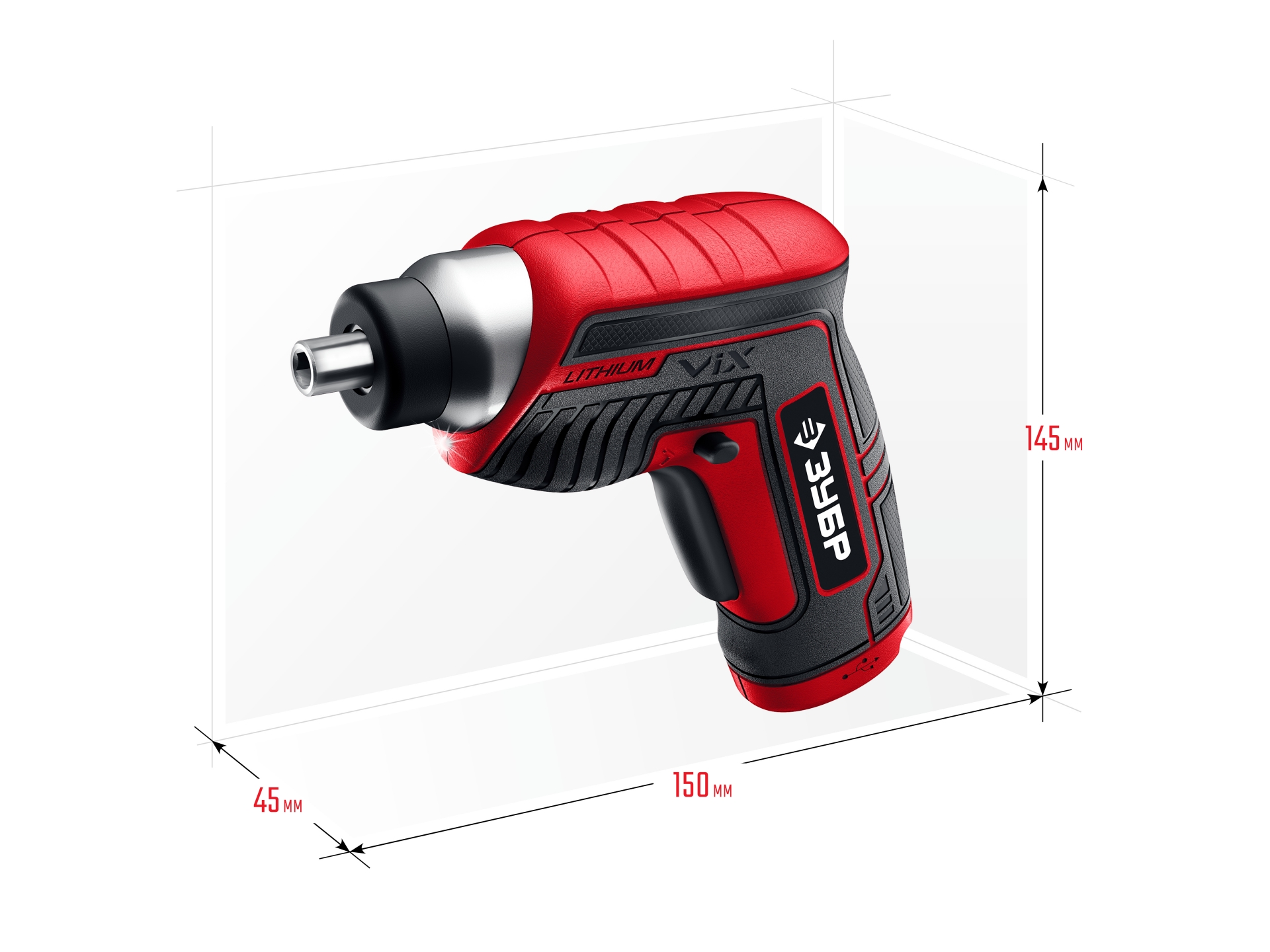 ЗУБР ViX 3.6 В, аккумуляторная отвертка, 10 бит (ЗО-Е-3.6 Ли)