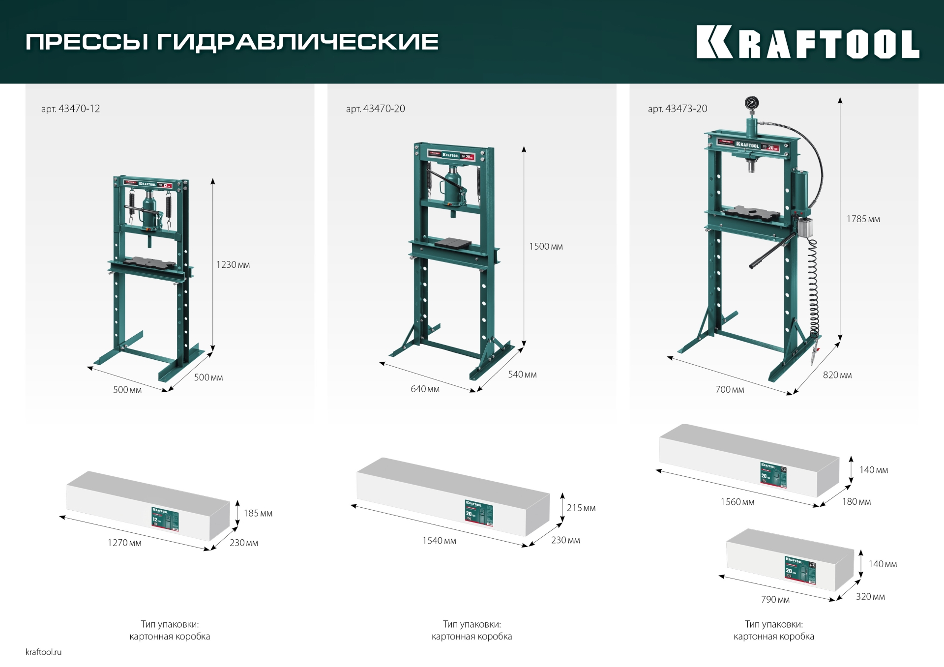 KRAFTOOL PMD-20, 20 т, гидравлический пресс с гидронасосом и пневмоприводом (43473-20)