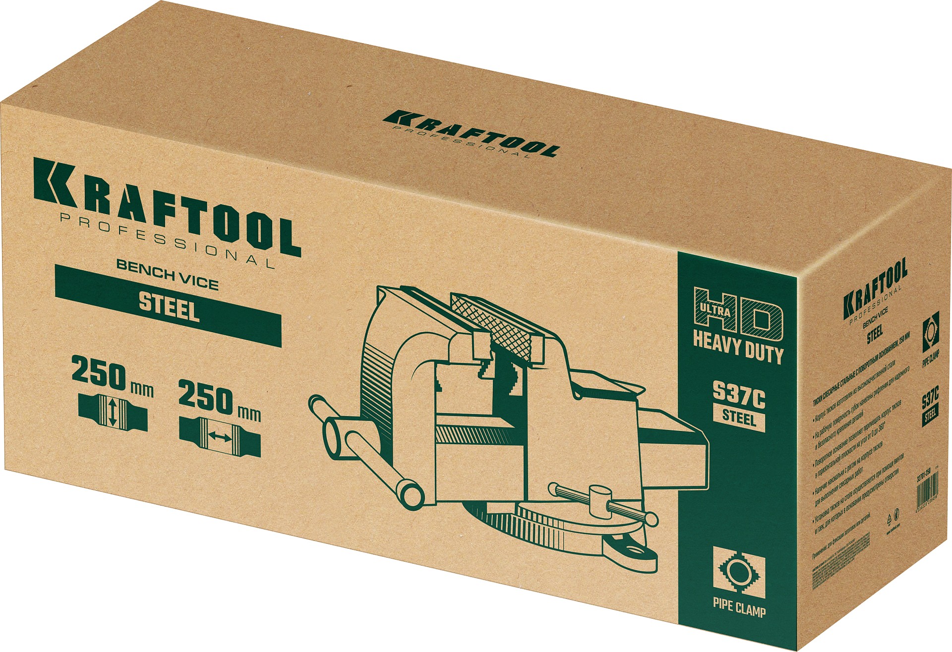 KRAFTOOL STEEL, 250 мм, стальные слесарные тиски (32701-250)