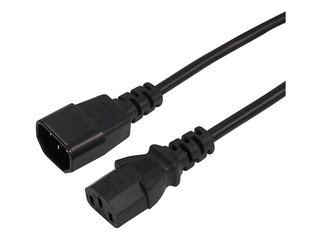 Шнур сетевой евро-разъём C13 - евро-разъём C14, кабель 3x0,75 мм кв., длина 1,5 метра (PE пакет) REX (11-1161) (REXANT)