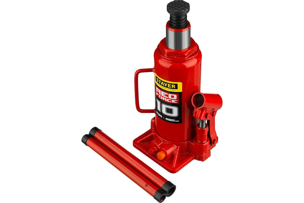 Домкрат гидравлический бутылочный STAYER RED FORCE 10 т 230-460 мм