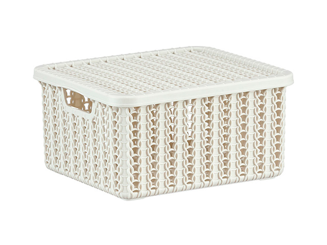 Ящик для хранения с крышкой ВЯЗАНИЕ 85х148х170мм (белый) IDEA (М2368)