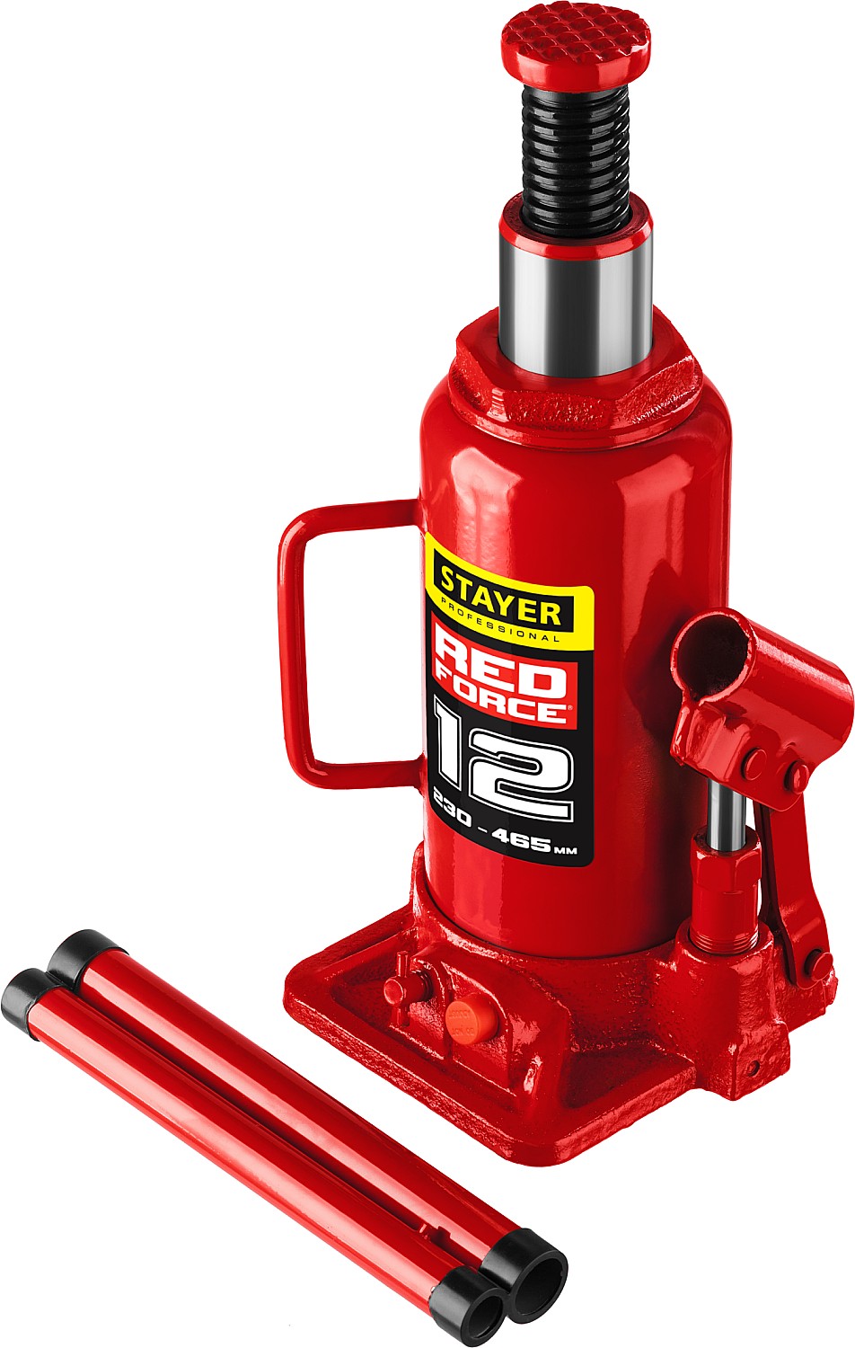 STAYER RED FORCE, 12 т, 230 - 465 мм, бутылочный гидравлический домкрат, Professional (43160-12)