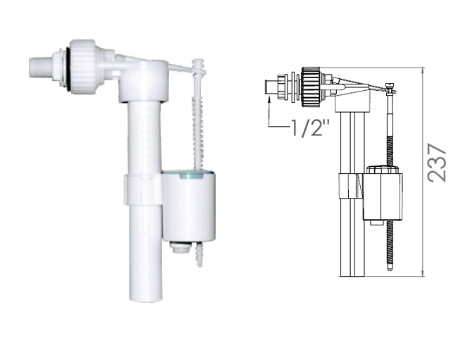 Поплавочный клапан  боковой подачи воды, 1/2, пл. резьба, AV Engineering (AVE129704)