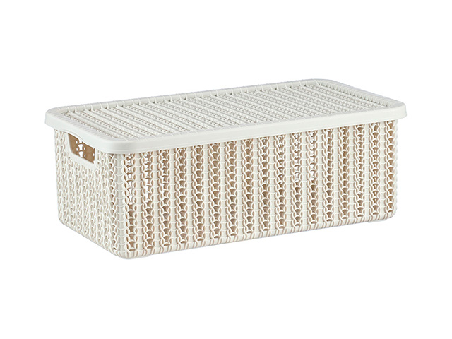 Ящик для хранения с крышкой ВЯЗАНИЕ 125x195x350мм (белый) IDEA (М2370)