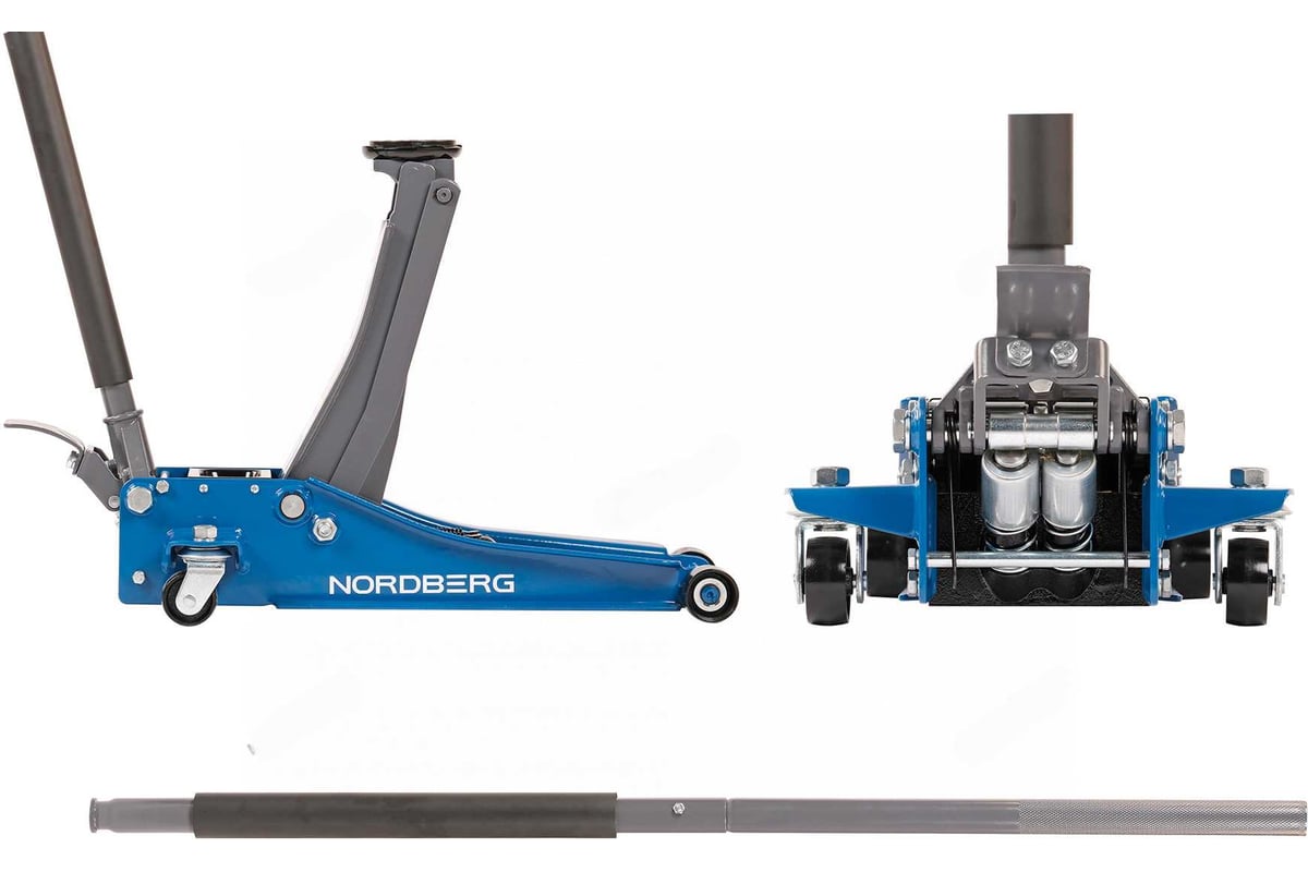 Домкрат подкатной 3 т, супернизкий подхват, педаль NORDBERG N32032
