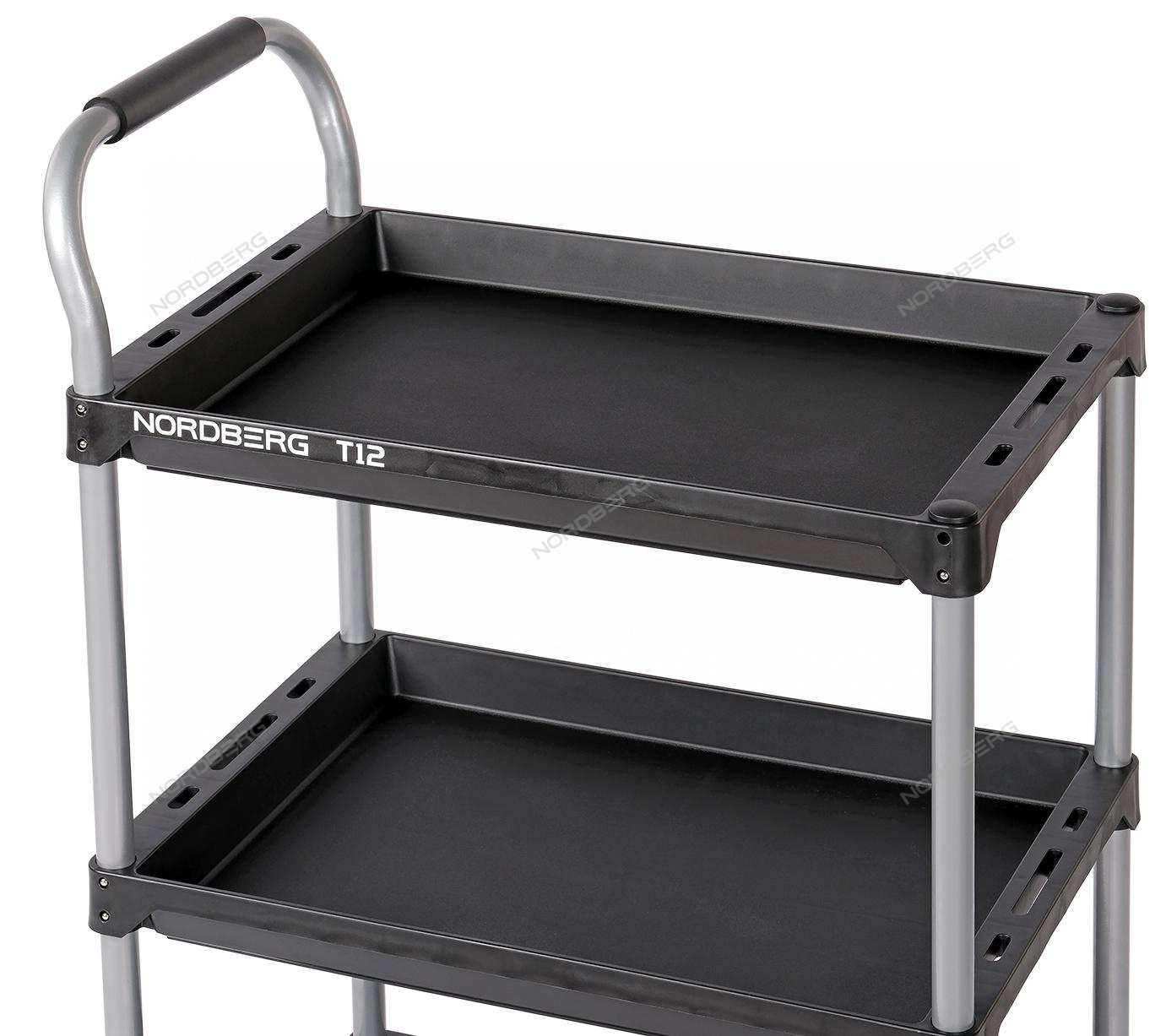 Тележка инструментальная, 3 пластиковые полки NORDBERG T12