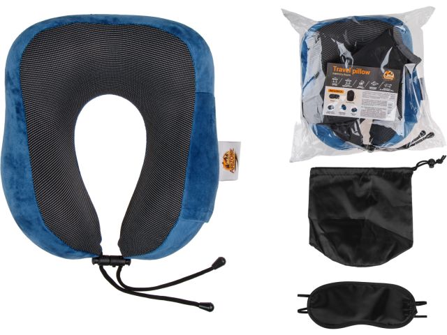 Подушка для путешествий с эффектом памяти, набор (маска для сна, чехол), синий, ARIZONE (28-200003)