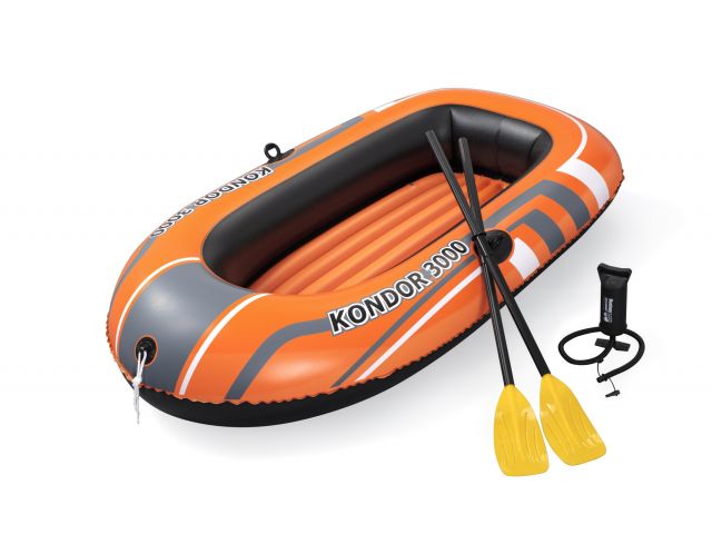 Надувная лодка трехместная Kondor 3000, 220х141 см + весла пластик., насос ручной, BESTWAY (от 6 лет) (61102)