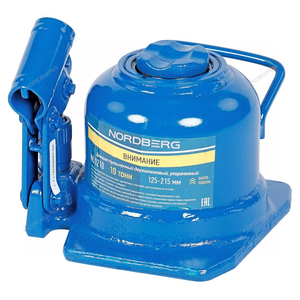Домкрат бутылочный двухштоковый  укороченный  NORDBERG N31210 10 т