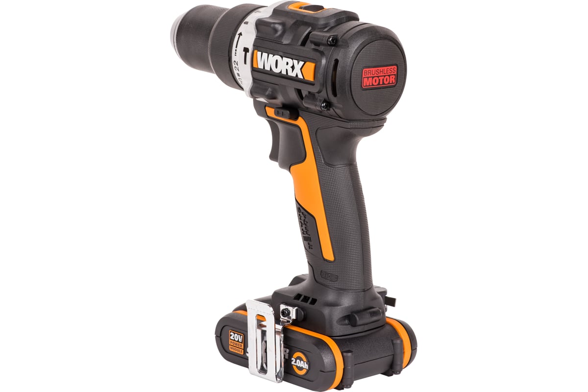 Дрель-шуруповерт ударная аккумуляторная WORX WX352, 60Нм, 20В, бесщеточная, 2Ач x2, ЗУ 2А, кейс