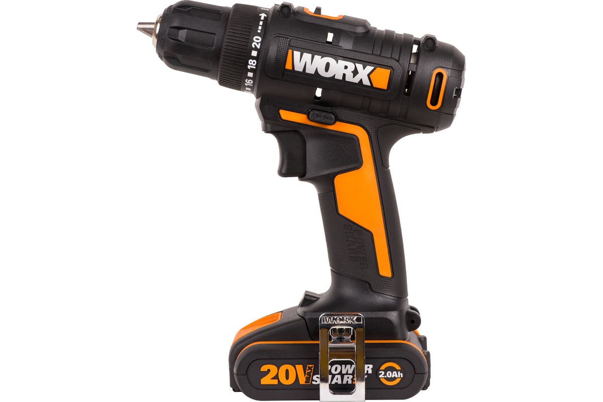 Дрель-шуруповерт аккумуляторная WORX WX100.2, 20В, 2Ач х2, ЗУ 0,4А, сумка