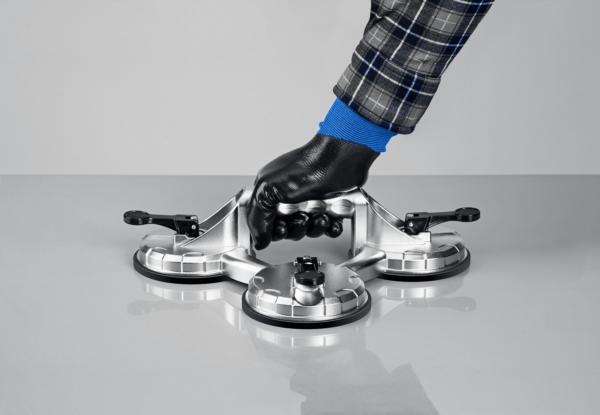 ЗУБР 140 кг, алюминиевый, тройной, стеклодомкрат на присоске, Профессионал (33723-3)