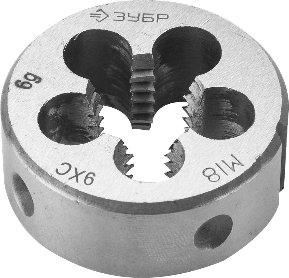 ЗУБР М18x2.0мм, плашка, сталь 9ХС, круглая ручная