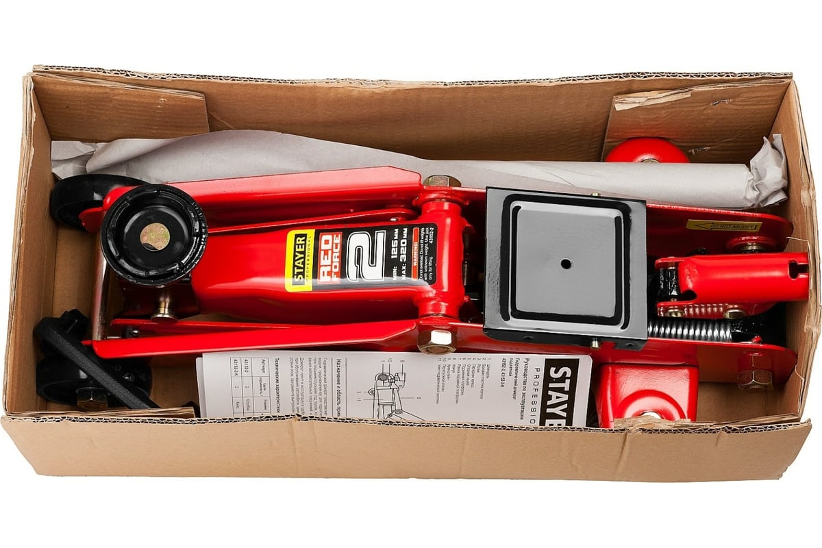 Домкрат гидравлический подкатной STAYER RED FORCE 2т 125-320 мм