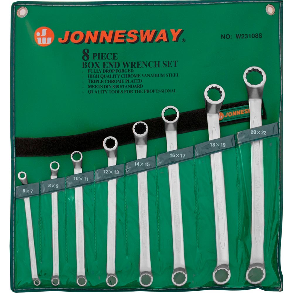 Набор ключей накидных Jonnesway 8 предметов изогнутые 75°