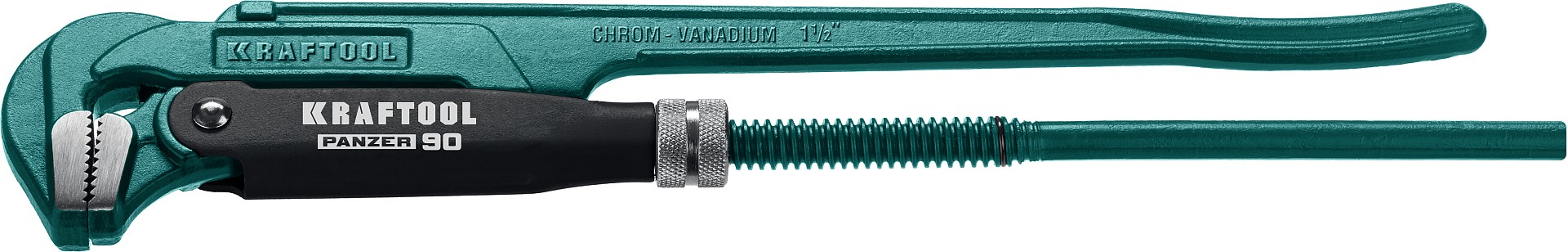 KRAFTOOL PANZER-90, №2, 1.5″, 440 мм, трубный ключ с прямыми губками (2734-15)
