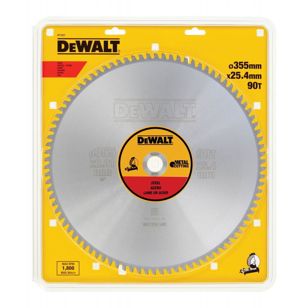 Диск пильный DeWalt твердосплавный 355х25.4 мм, 90 зубьев металл/Metal CUTTING DT1927