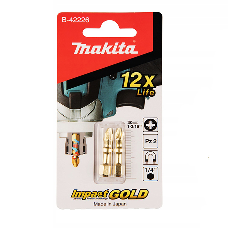 Насадка Makita Impact Gold Shorton Double Torsion PZ2, 30 мм, E-form (MZ), 2 шт.