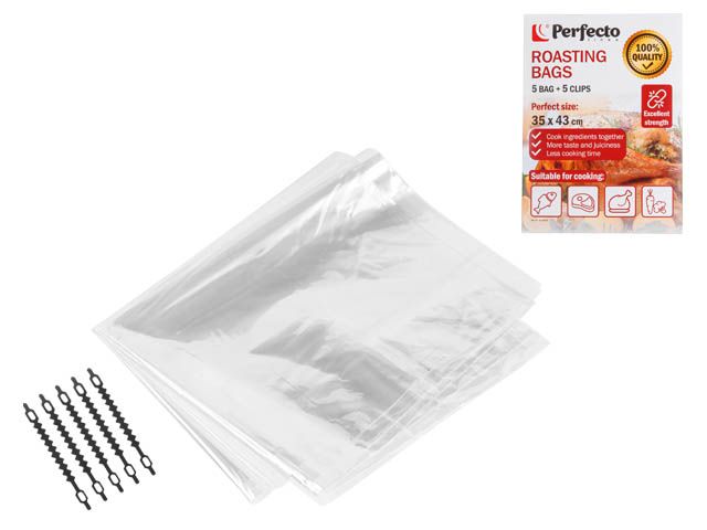 Пакеты для запекания с клипсами, 35 х 43 см, 5 шт., PERFECTO LINEA (45-003543)