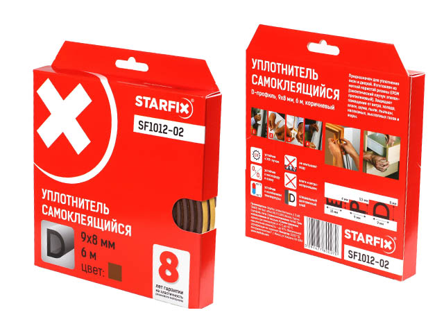 Уплотнитель "D" коричневый  9х8мм 6м STARFIX (SF1012-02)