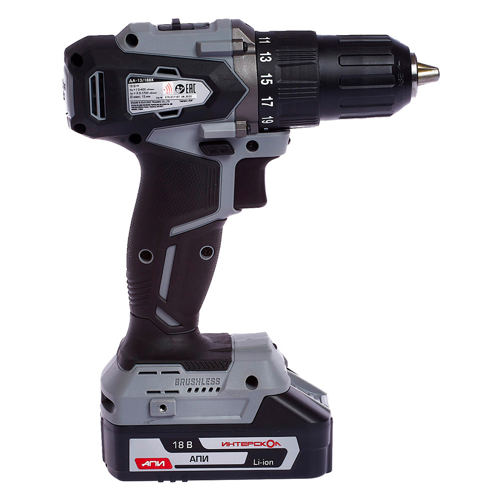 Шуруповерт аккумуляторный ИНТЕРСКОЛ ДА-13/18ВК (кейс)
