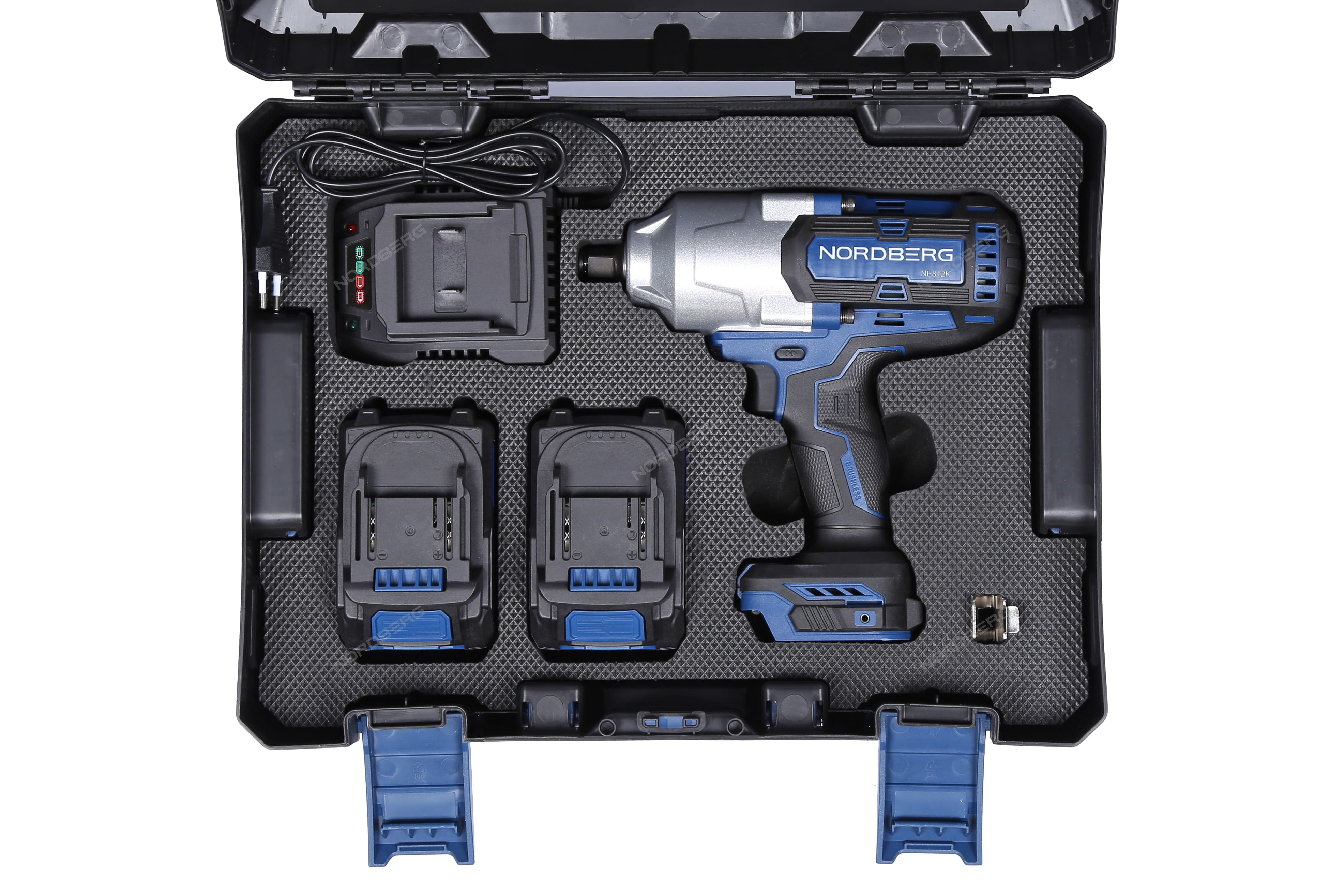 Гайковерт аккумуляторный, 1/2", 20 В, 1700 Нм, 2 аккумулятора 6 A и зарядное устройство, в кейсе NORDBERG NE812K