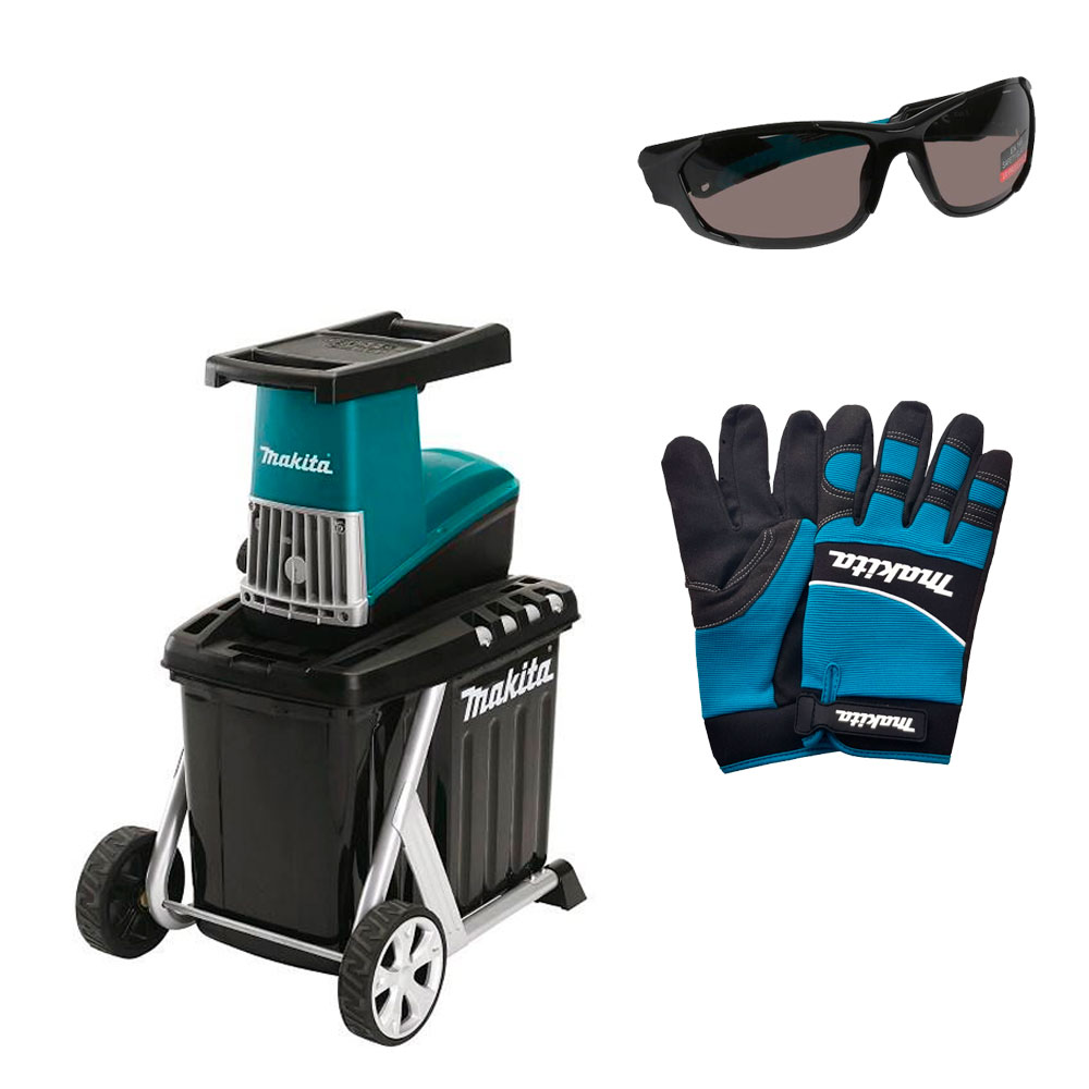 Измельчитель Makita UD2500 + Перчатки L (размер 24) + Очки защитные с пластик. чехлом