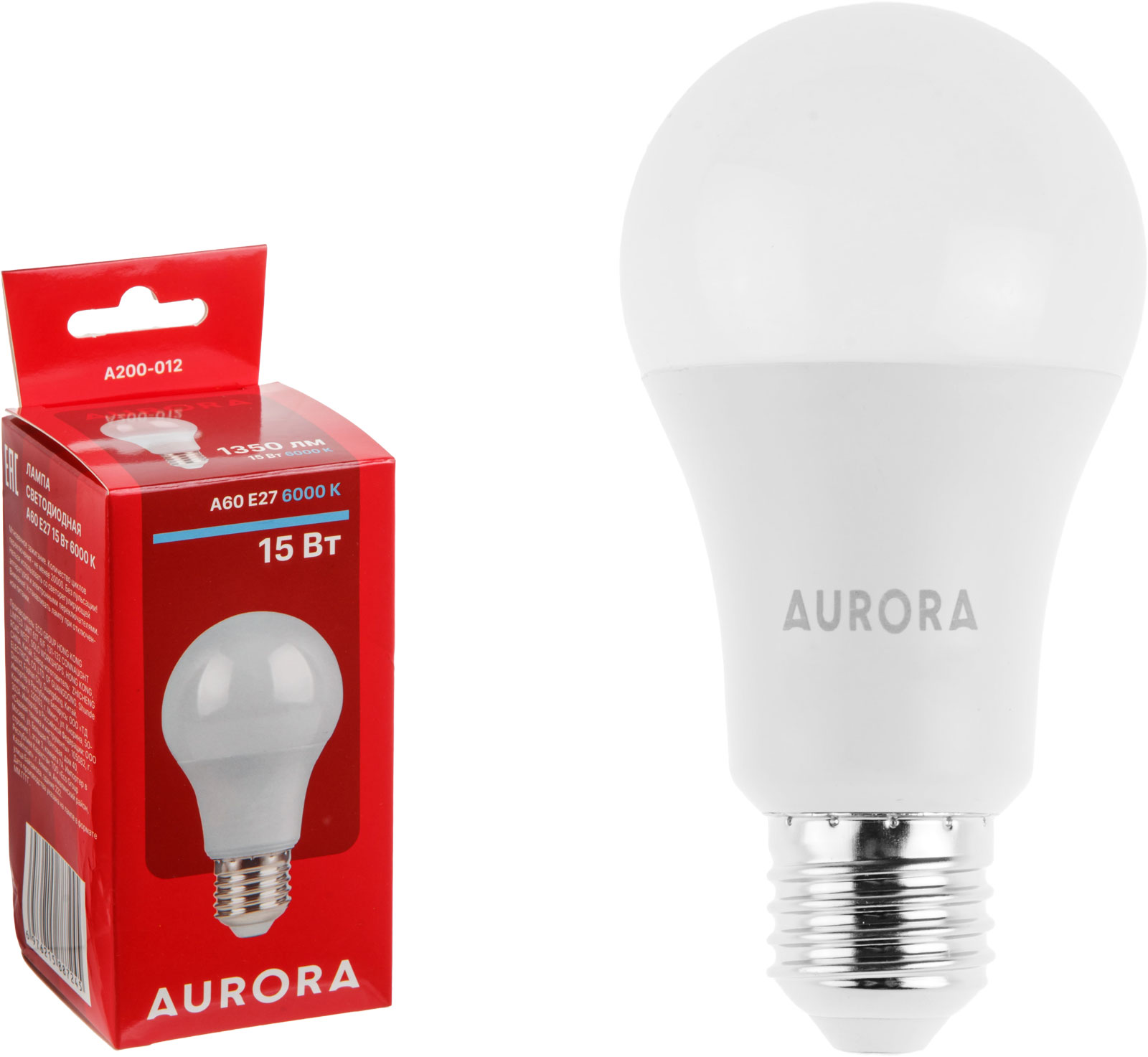 Лампа светодиодная A60 СТАНДАРТ 15Вт 230В E27 6000K AURORA