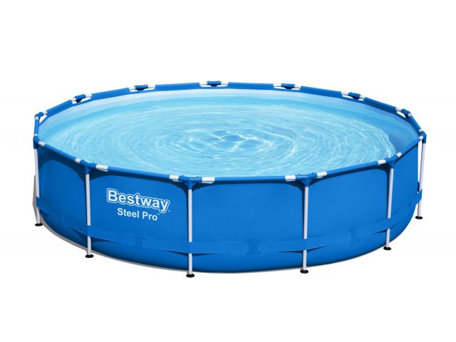 Каркасный бассейн Steel Pro, круглый,  396х84 см + фильтр-насос 220 В, BESTWAY