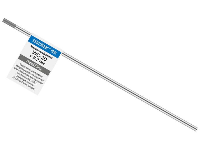 Электрод вольфрамовый серый WC-20, Ф 3,2 мм (1 шт) SOLARIS (WM-4544)