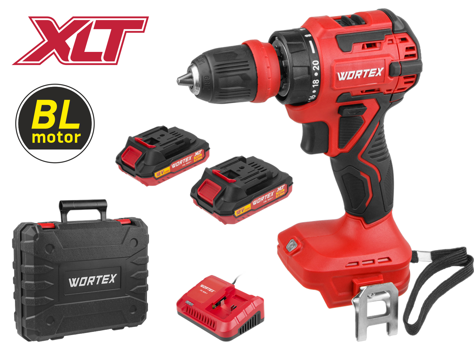 Аккум. дрель-шуруповерт WORTEX BD 2025 LiSET в чем. ALL1 XLT БЕСЩЕТ, 18 В, 55 Н*м, 2х2 А*ч, БЗП 10 м