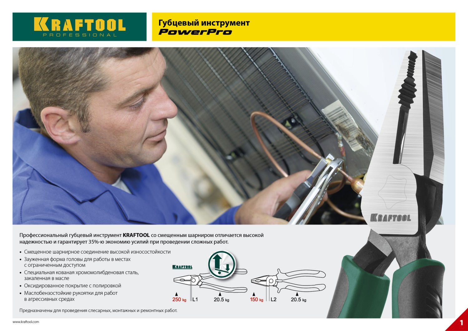 KRAFTOOL PowerPro 200 мм, Комбинированные плоскогубцы (22001-1-20)