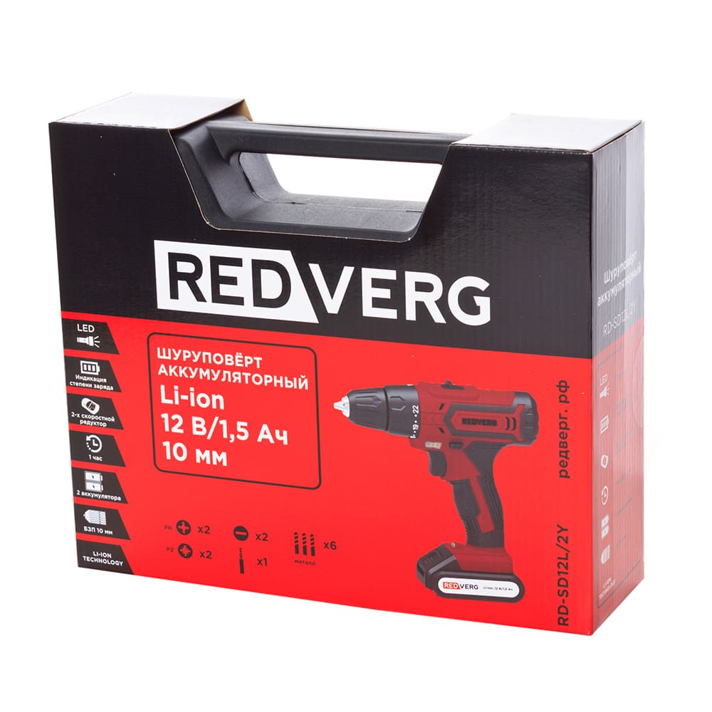 Шуруповерт аккумуляторный REDVERG RD-SD12L/2Y