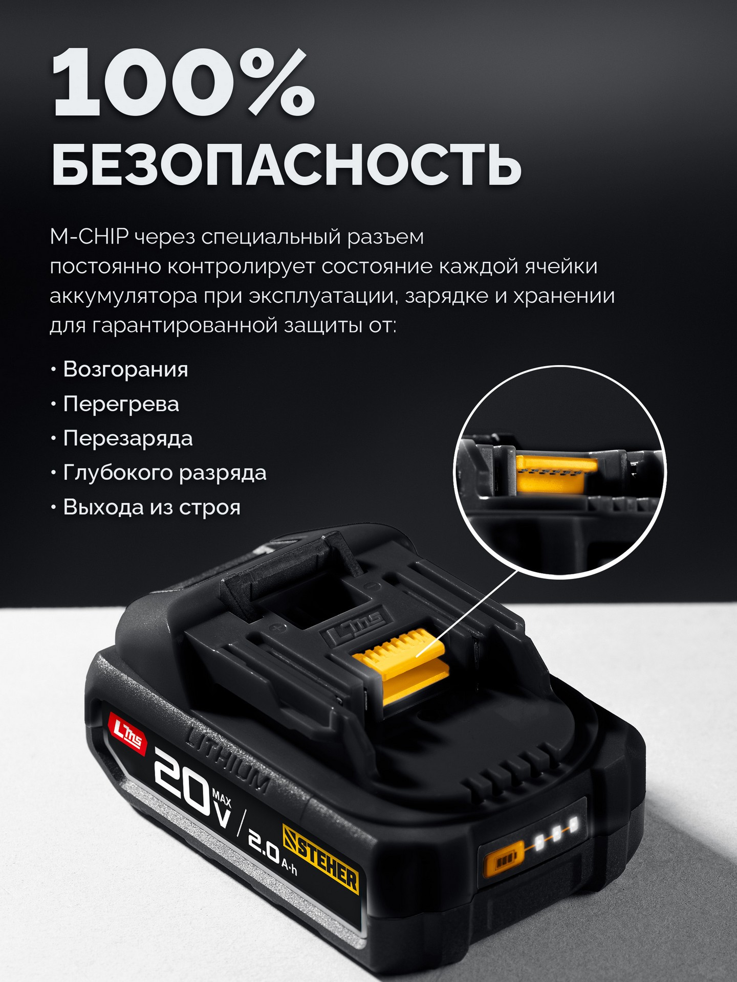 STEHER 20 В, 180 Н·м, без АКБ (LMS), бесщеточный ударный винтоверт (CSB-180)