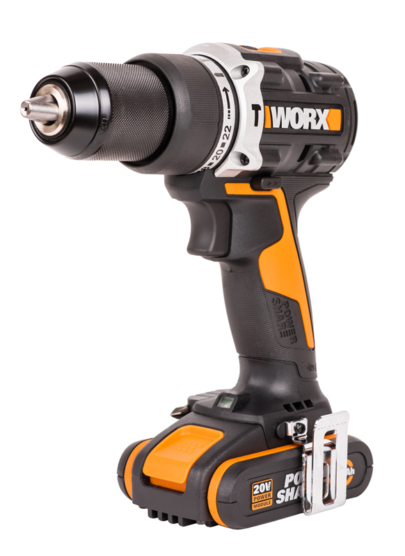 Дрель-шуруповерт ударная аккумуляторная WORX WX352, 60Нм, 20В, бесщеточная, 2Ач x2, ЗУ 2А, кейс