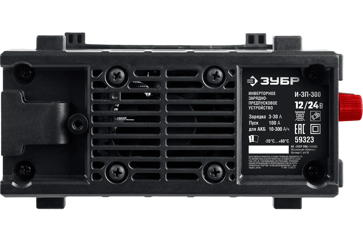 ЗУБР И-ЗП-300, 12/24 В, 100 А, 3-30 А, инверторное зарядно-предпусковое устройство (59323)