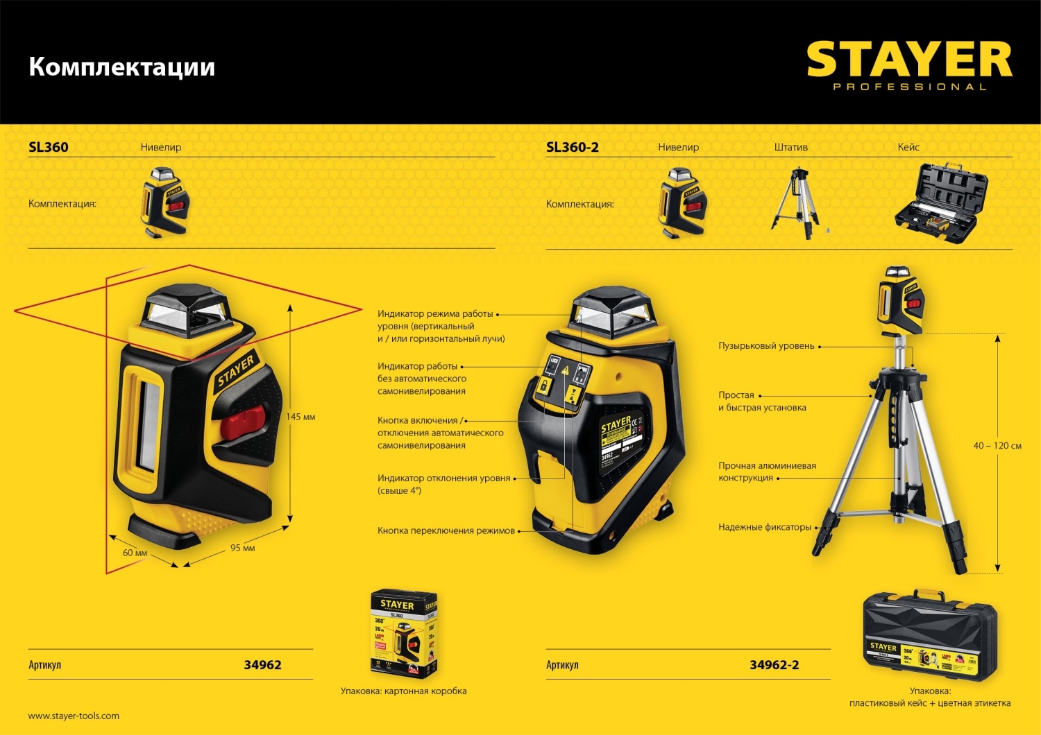 STAYER 20 м, лазерный нивелир, Professional (34962-2)
