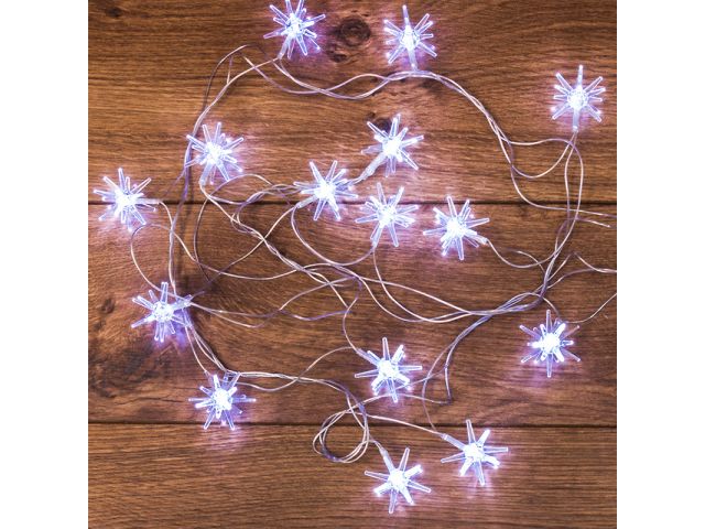 Гирлянда светодиодная "Снежинки" 20 LED БЕЛЫЕ 2,8 метра