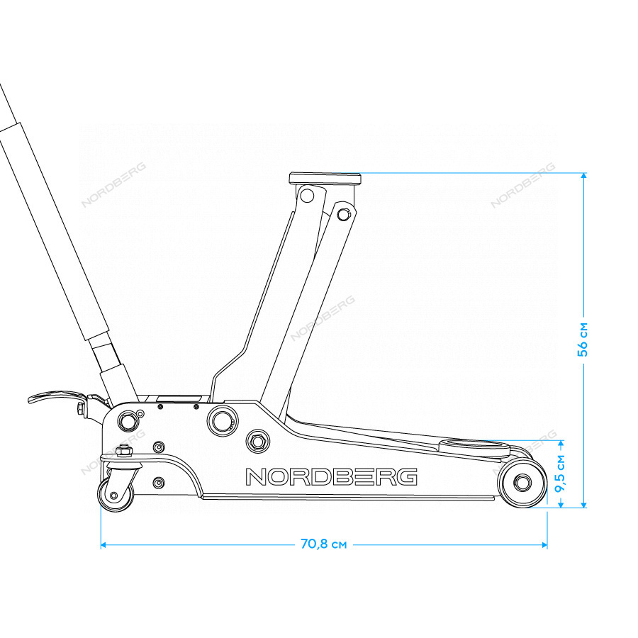 Домкрат подкатной 4 т, низкий подхват, педаль NORDBERG N32039