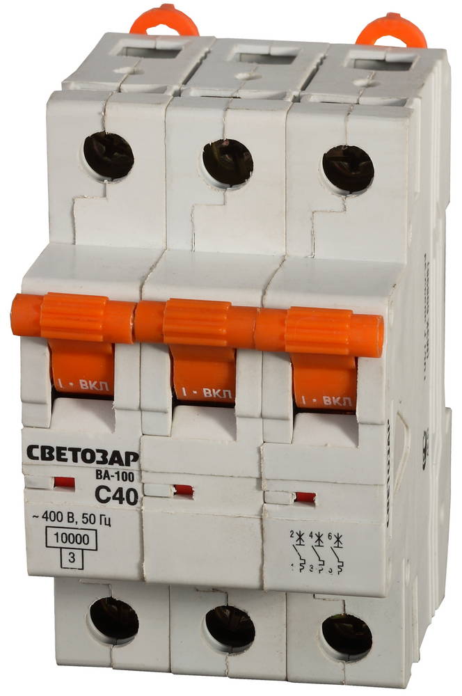 СВЕТОЗАР ВА-100, 3P, 63А, C, 10кА, автоматический выключатель (SV-49073-63-C)