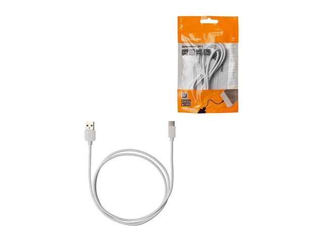 Дата-кабель, ДК 5, USB - USB Type-C, 1 м, белый, TDM (SQ1810-0305)