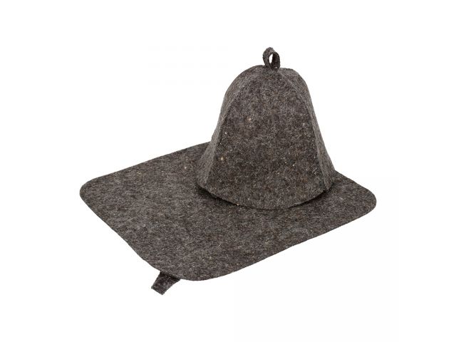 Набор для бани из 2-х предметов (шапка, коврик), серый, Hot Pot (41344) (HOT POT)