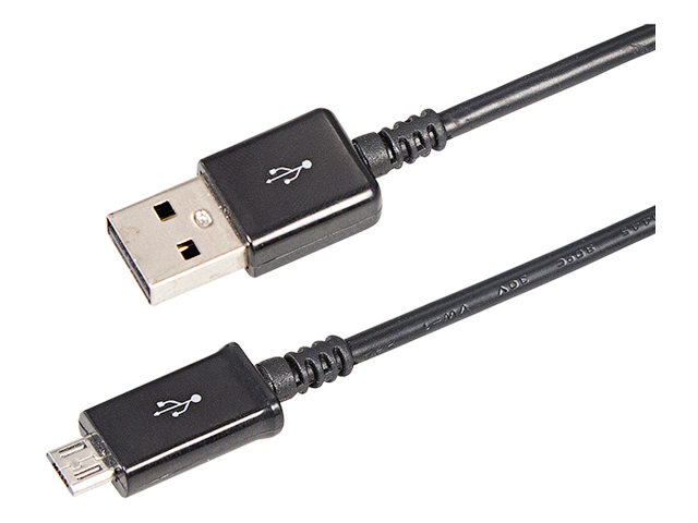 USB кабель microUSB 1 м длинный штекер черный REXANT (18-4268-20)