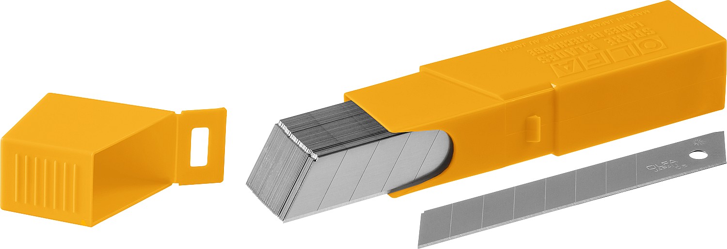 OLFA 18 мм, 50 шт, в пластиковом кейсе + блистер, сегментированные лезвия (OL-LB-50B)