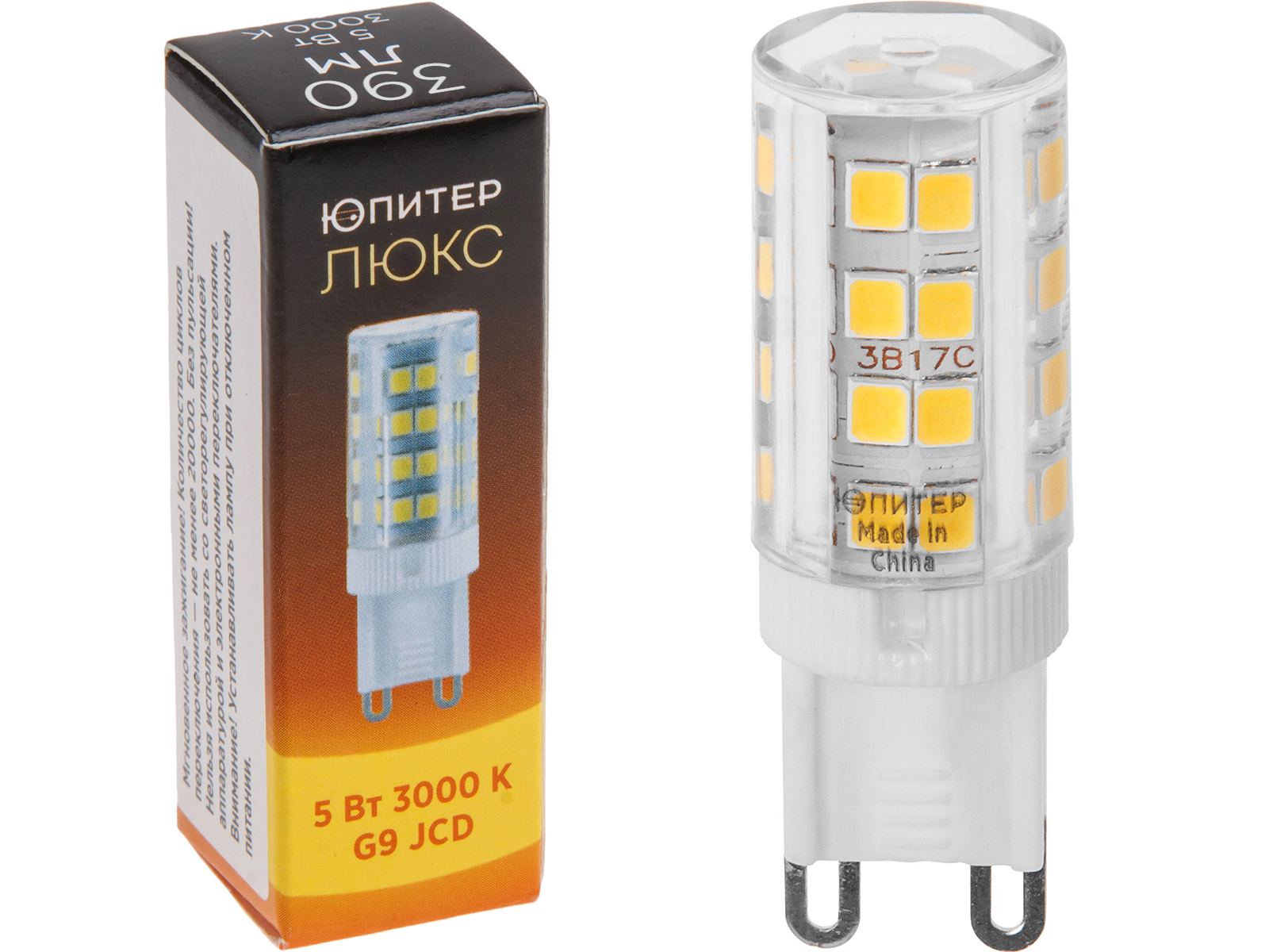 Лампа светодиодная JCD 5 Вт 230В G9 3000К ЮПИТЕР ЛЮКС (JP5101-33)