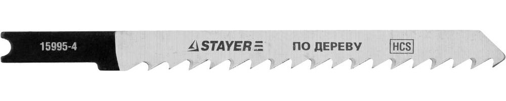 STAYER U101D, U-хвост., HCS сталь, по дереву/ДСП/ДВП, шаг зуба 4мм, (6TPI), раб. длина 75мм, 2шт, Полотна для лобзика, Professional (15995-4)